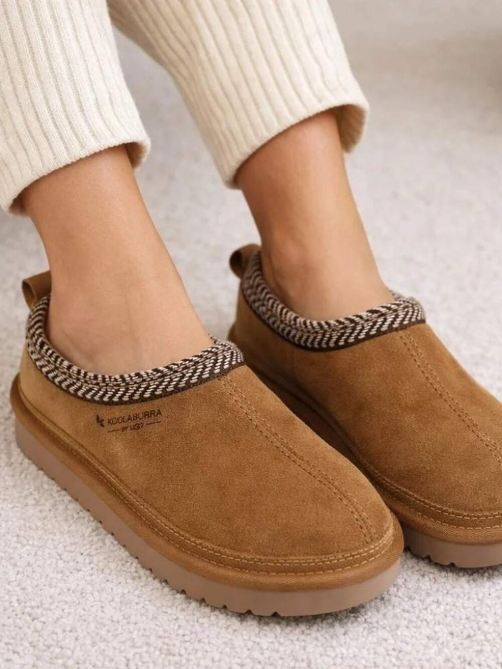 Koolaburra by Ugg Burree Slippers Women's Sz 8 Suede Faux Fur Lining Brown